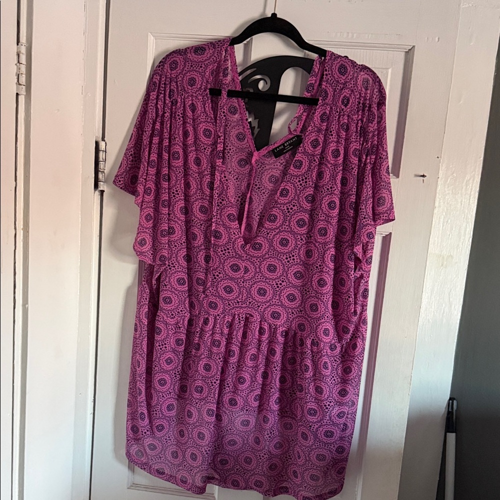 Lane Bryant Pink Patterned Blouse